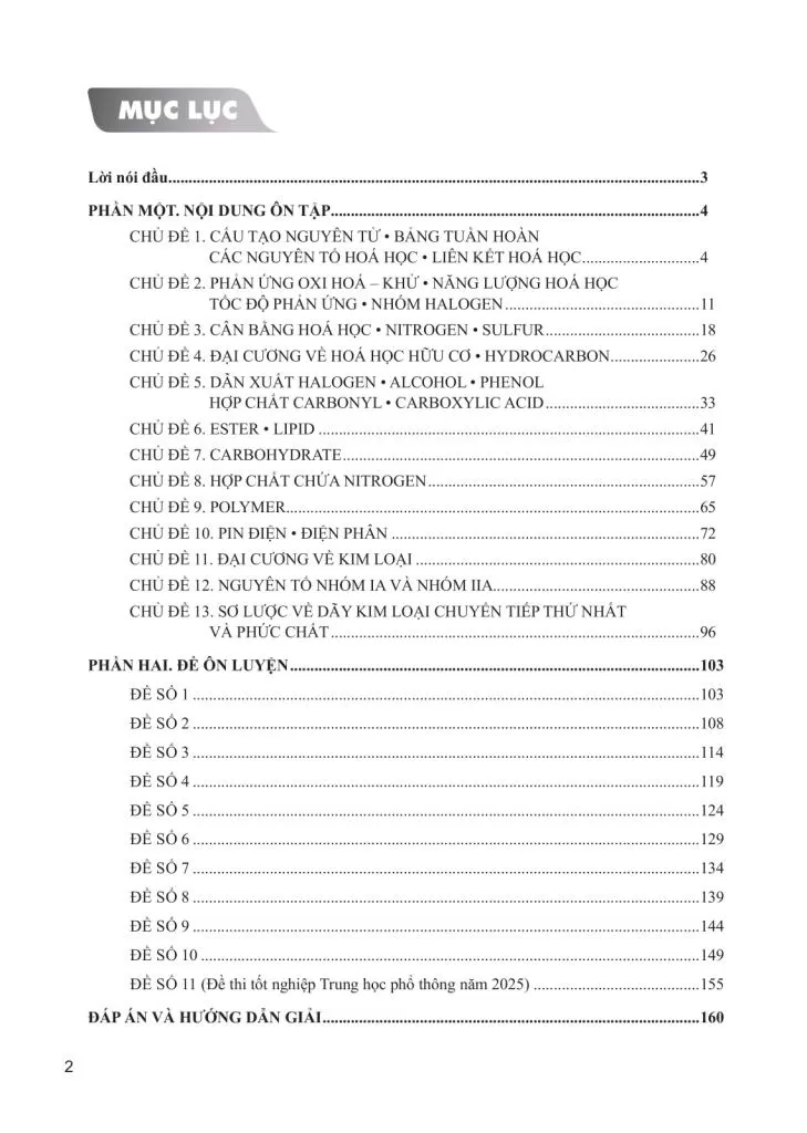 HƯỚNG DẪN ÔN THI TỐT NGHIỆP THPT MÔN HÓA HỌC (Năm học: 2025 - 2026)